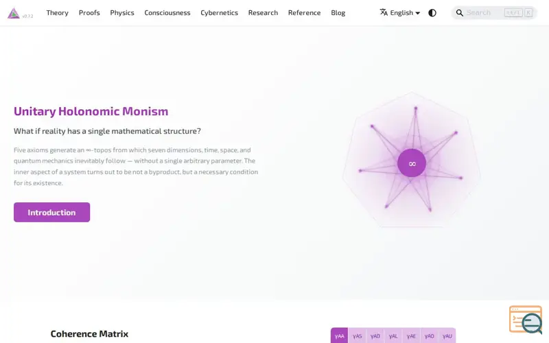 Screenshot of Formal theory of consciousness built on ∞-categories, a launch using Njalla
