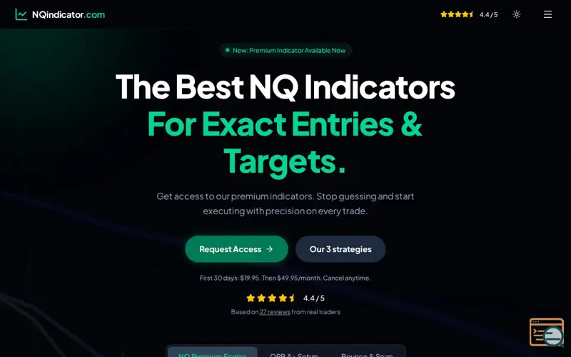 Screenshot of NQindicator.com | Premium Trading Frameworks