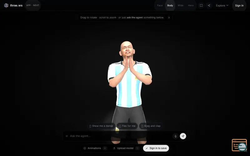 Screenshot of three.ws