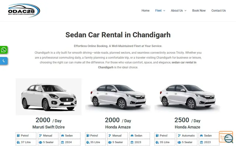 Screenshot of Chandigarh Sedan Car Rental Service 