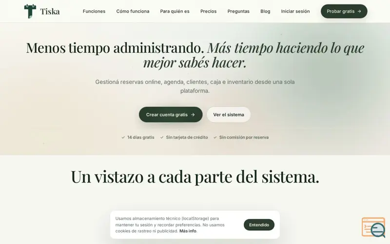 Screenshot of Tiska · Sistema de turnos online