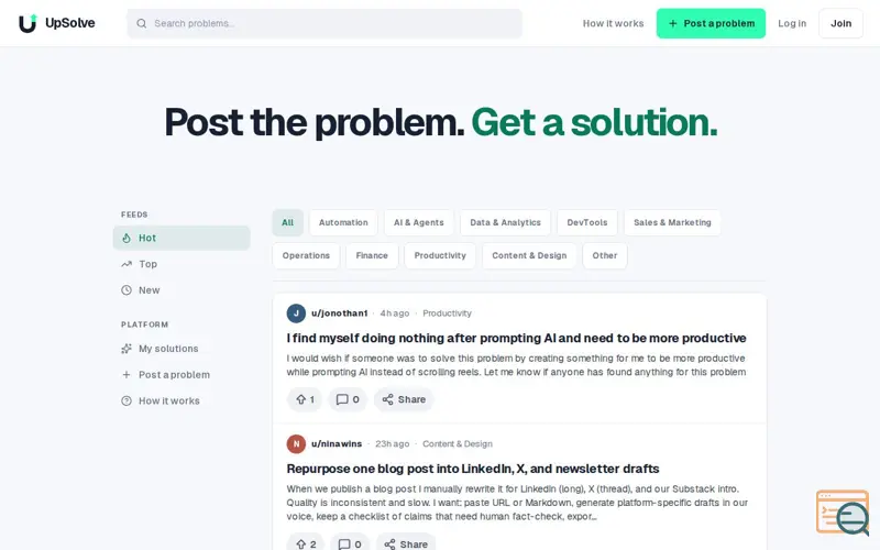Screenshot of UpSolve