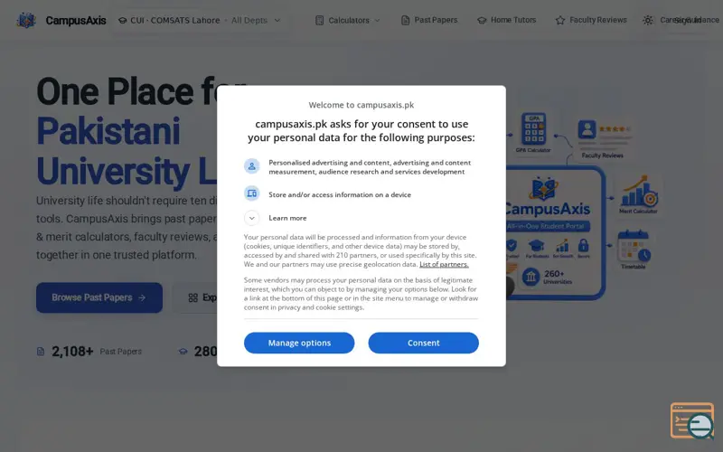 Screenshot of CampusAxis