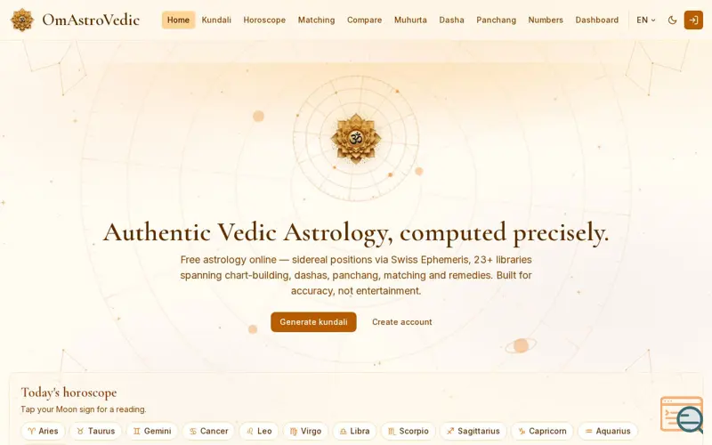 Screenshot of OmAstroVedic