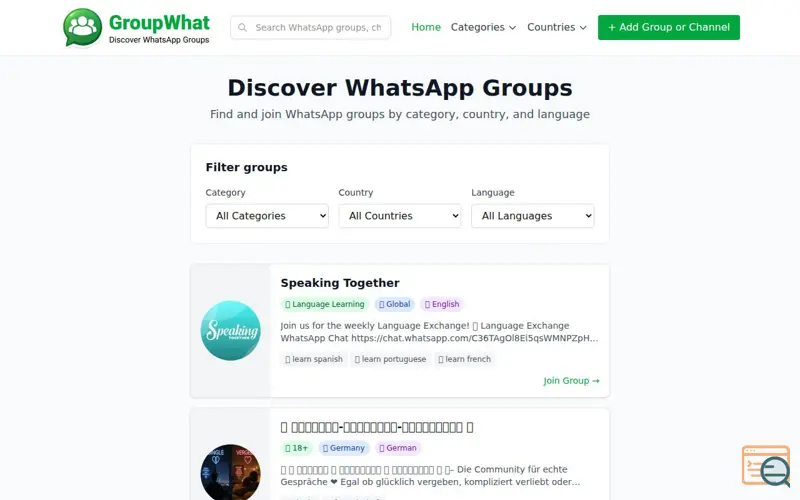 Screenshot of GroupWhat