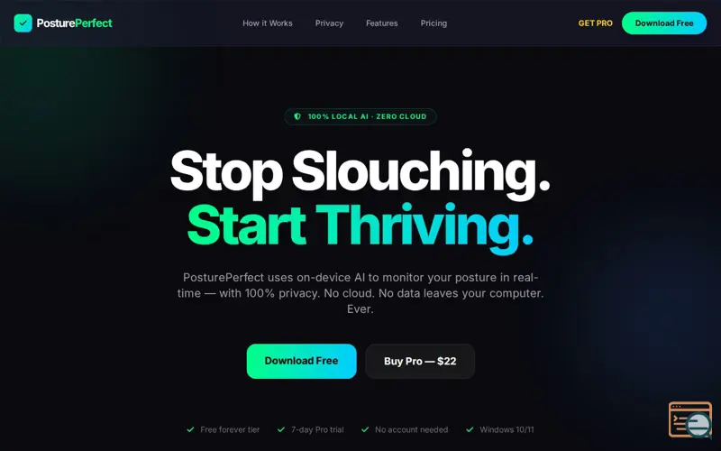 Screenshot of PosturePerfect