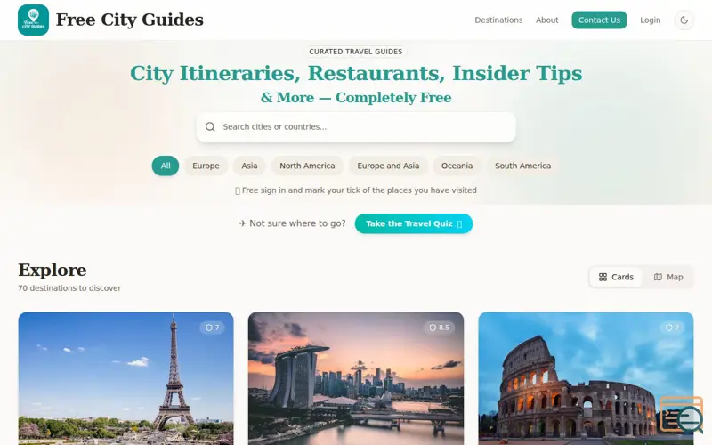 Screenshot of Free City Guides