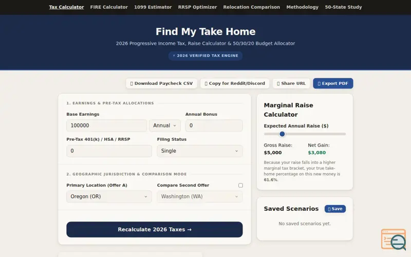 Screenshot of Find My Take Home