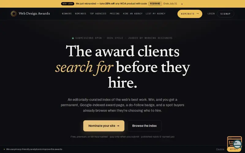 Screenshot of Web Design Awards