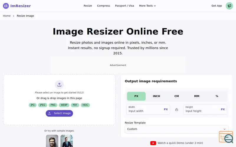 Screenshot of IMResizer