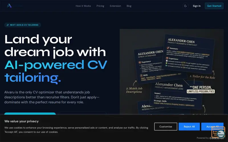 Screenshot of Alvaru: AI CV Optimiser & Auto-Apply