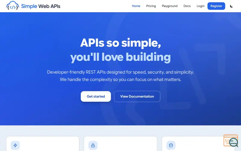 Screenshot of Home Page - SimpleWebAPIs