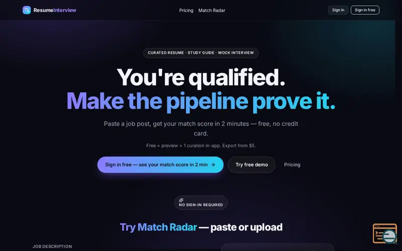 Screenshot of Resume Interview