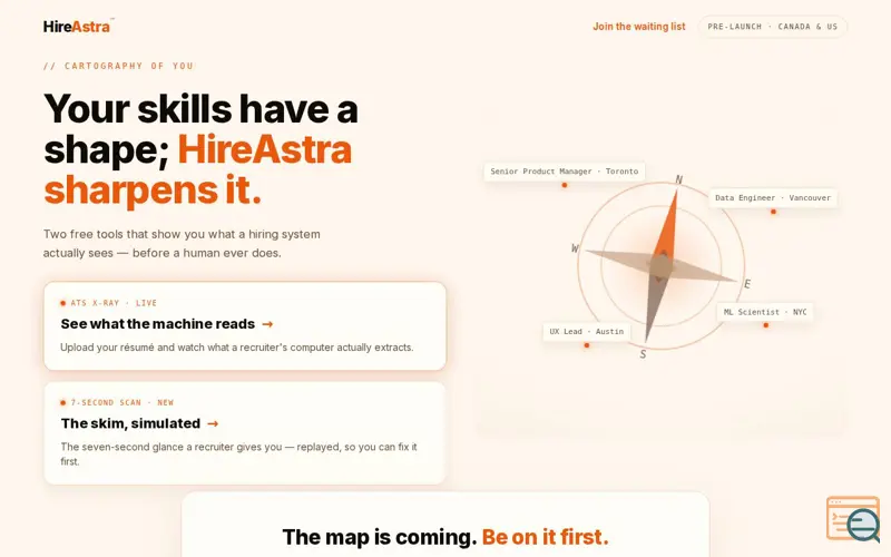 Screenshot of Hireastra