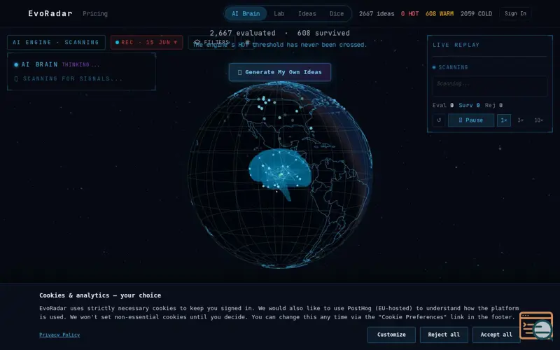 Screenshot of EvoRadar
