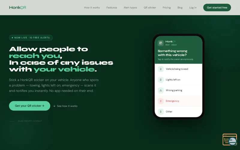 Screenshot of HonkQR - QR Car Sticker