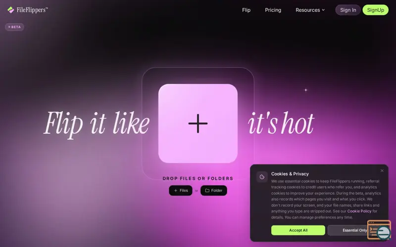 Screenshot of FileFlippers
