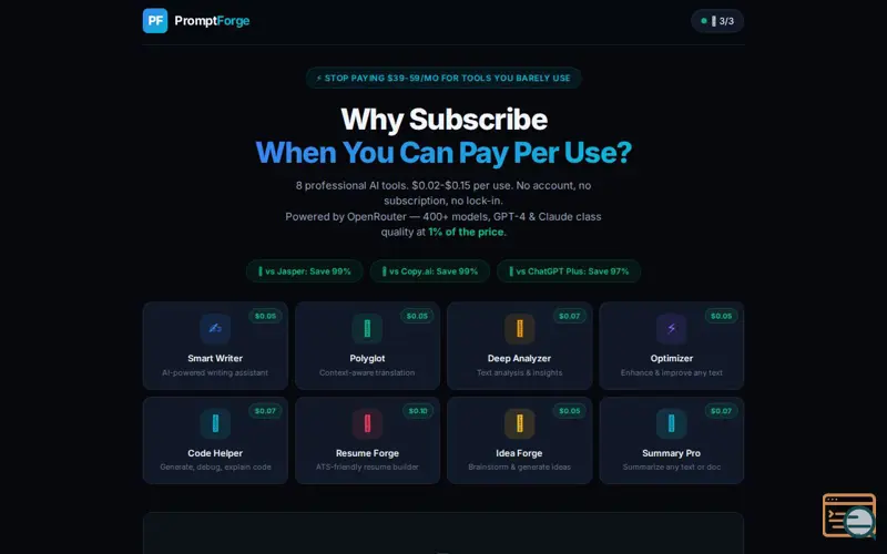 Screenshot of PromptForge