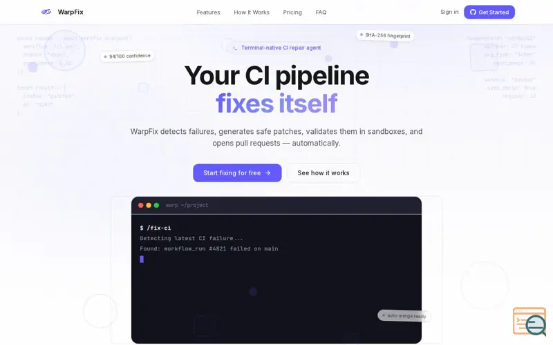 Screenshot of WarpFix, a launch using Wix DNS