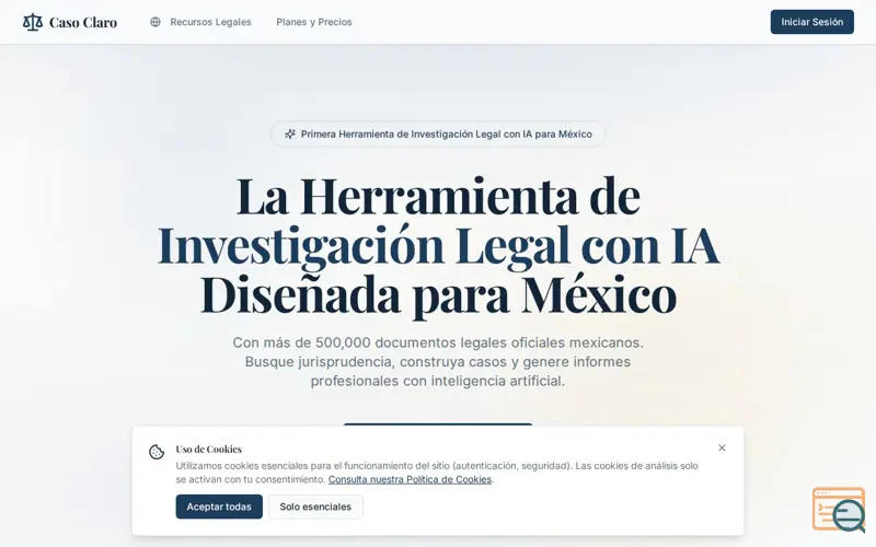 Screenshot of Caso Claro