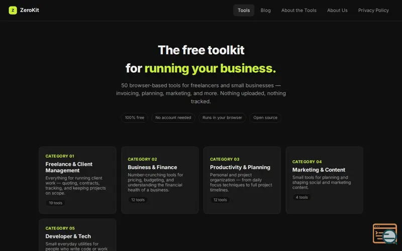 Screenshot of Zerokit.app