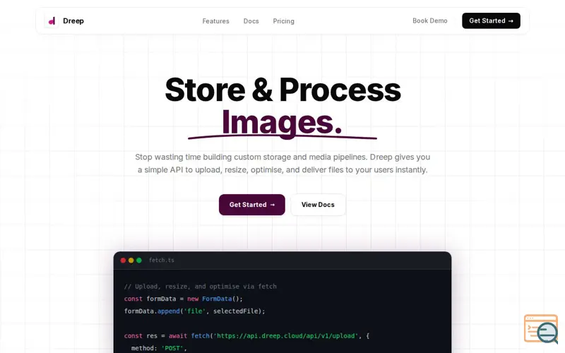 Screenshot of Dreep — Media Infrastructure, Simplified.