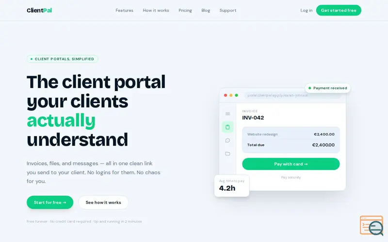 Screenshot of ClientPal