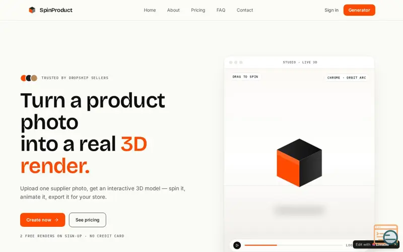 Screenshot of SpinProduct, a launch using Name.com