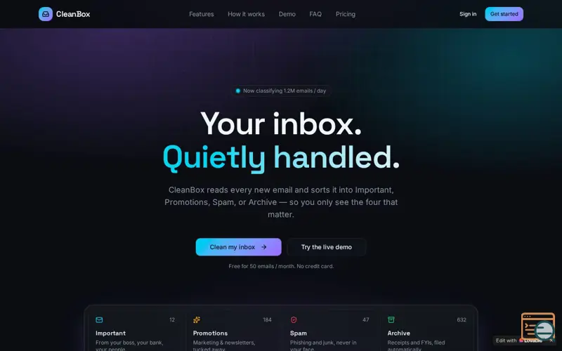 Screenshot of CleanBox