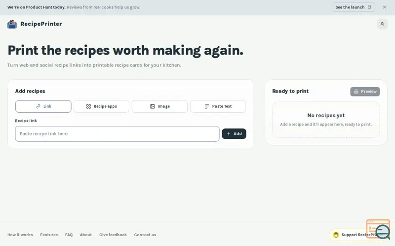 Screenshot of Free Recipe Printer for Online Recipes