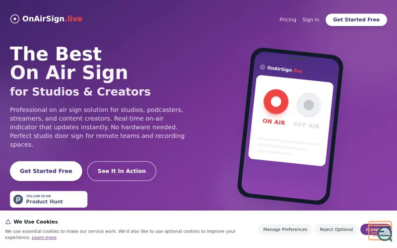 Screenshot of OnAirSign.Live 2.0