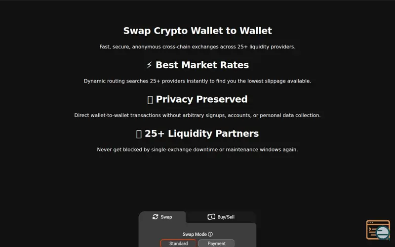 Screenshot of CryptoSwap