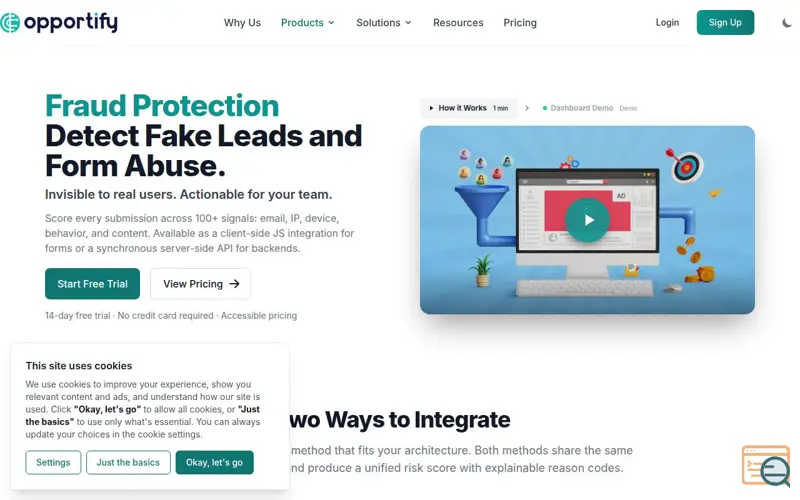 Screenshot of Opportify Fraud Protection