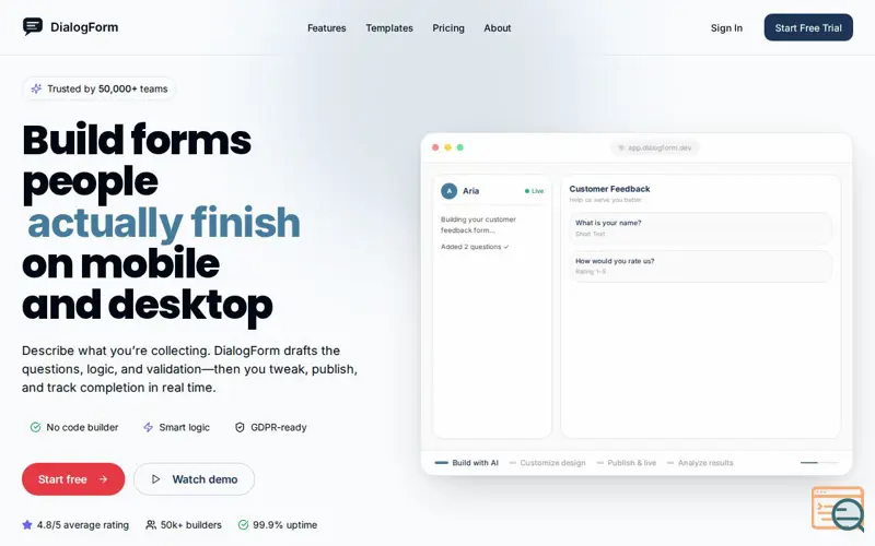Screenshot of DialogForm