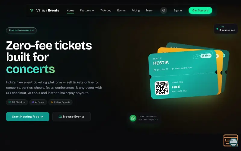 Screenshot of Vihaya Events
