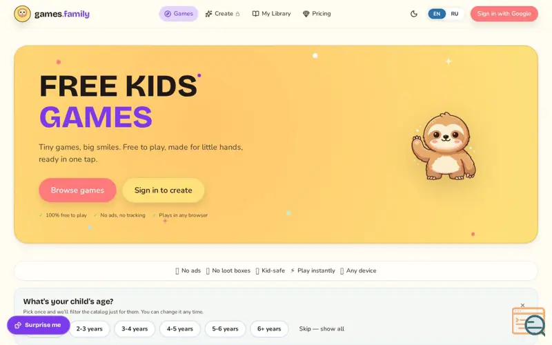 Screenshot of Games Family