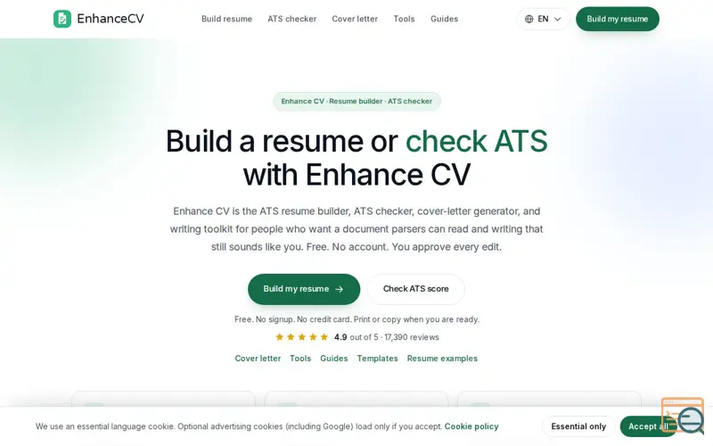 Screenshot of EnhanceCV