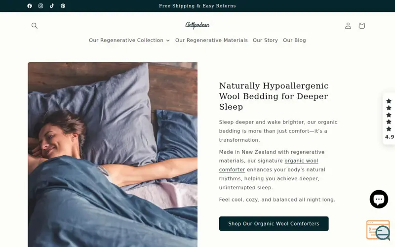 Screenshot of Antipodean Home, a launch using Instafeed