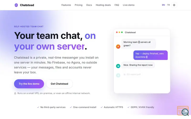 Screenshot of Chatstead — Private Team Chat You Host Yourself