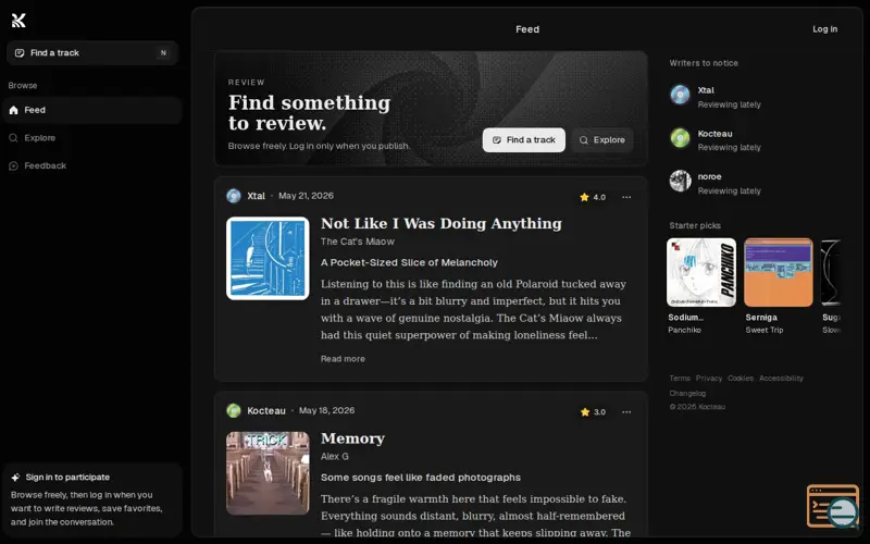 Screenshot of Kocteau, a launch using Deezer