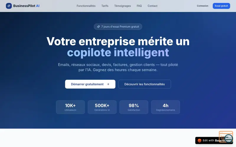 Screenshot of Business IA Pilot