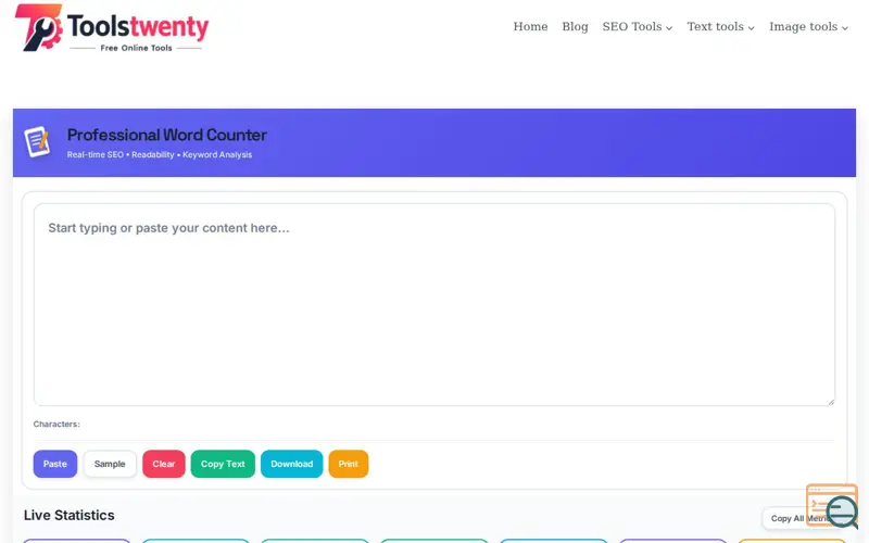 Screenshot of Toolstwenty
