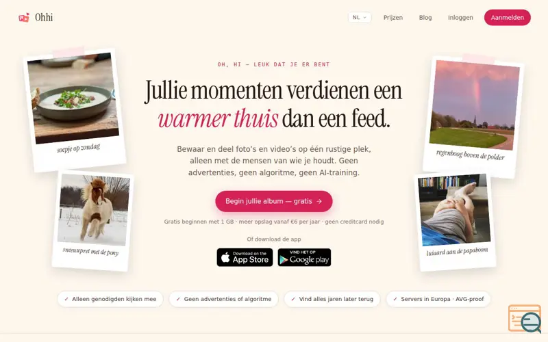 Screenshot of Ohhi, a launch using mijn.host Email