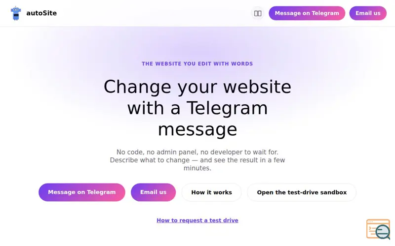 Screenshot of autoSite — edit with words