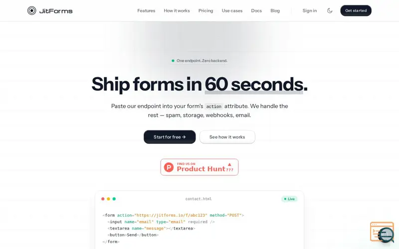 Screenshot of JitForms