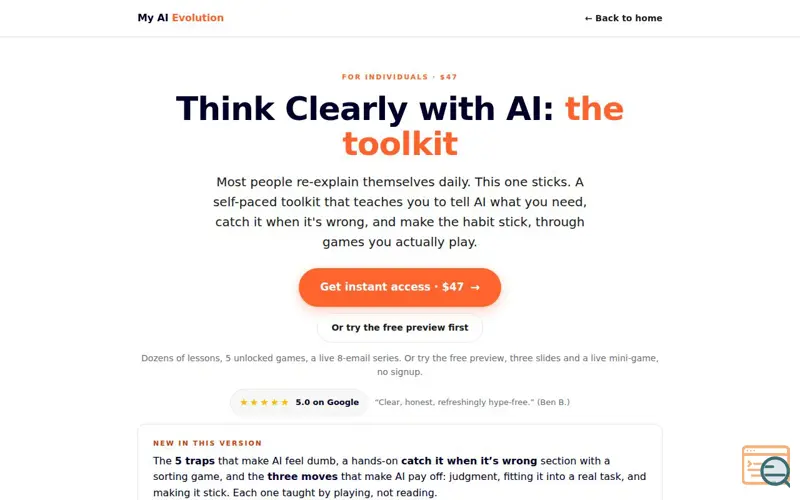 Screenshot of Think Clearly with AI