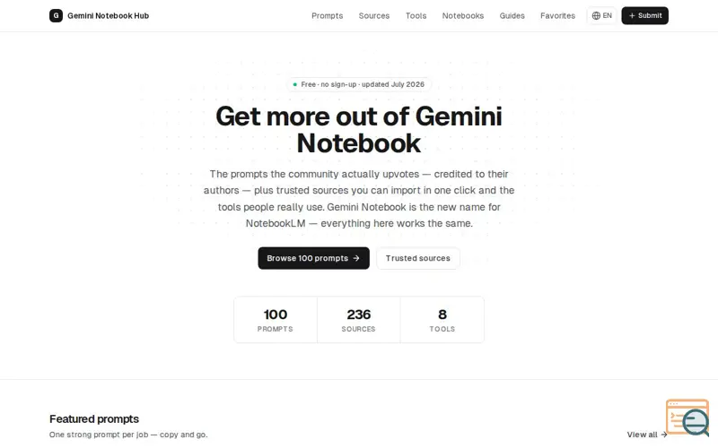 Screenshot of Gemini Notebook Hub