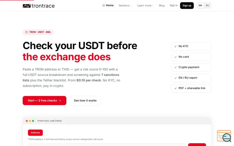 Screenshot of TronTrace