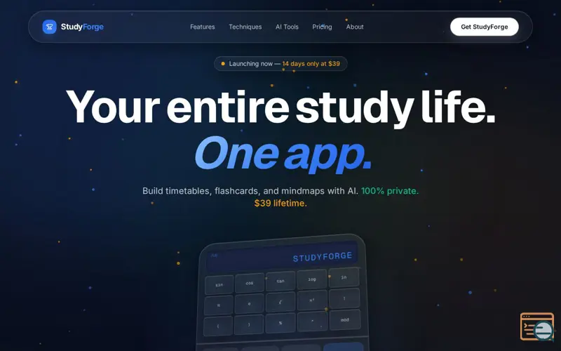 Screenshot of studyforge