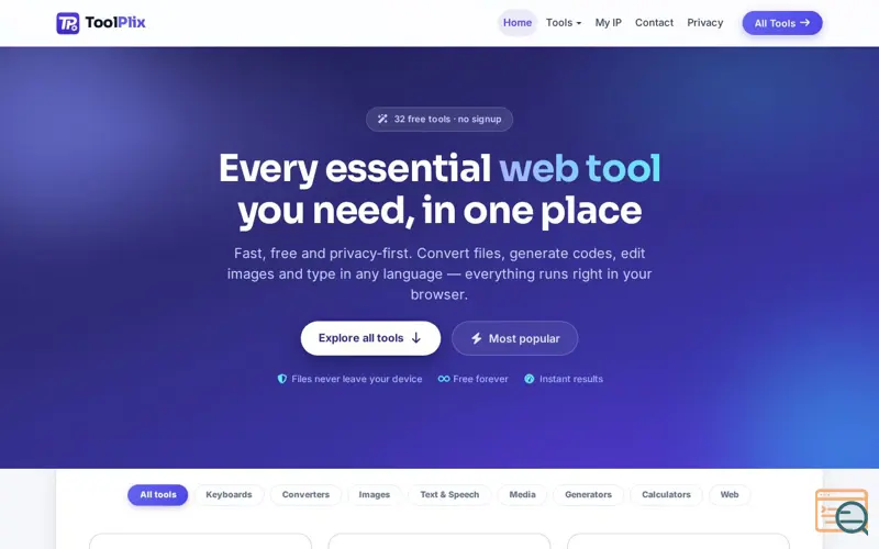 Screenshot of ToolPlix